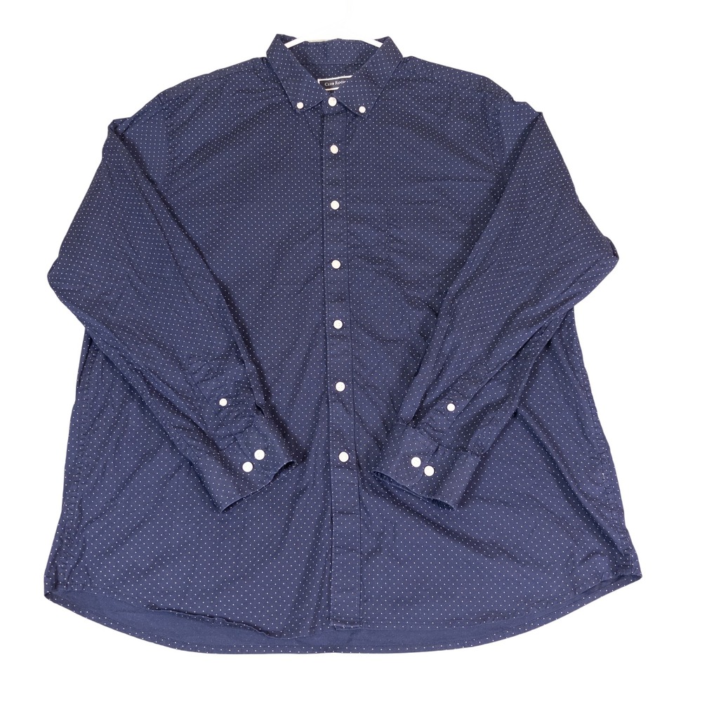 Club Room Mens XXL Navy Blue Polka Dot Long Sleeve Button Down Shirt